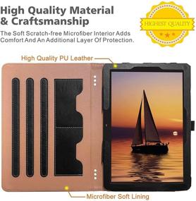 img 2 attached to 📱 Grifobes Kindle Fire HD 10 Tablet & Fire HD 10 Plus (11th Gen, 2021) Case with Auto Sleep/Wake, Multi-Angle Stand Folio Cover - Black+Brown, Featuring Pocket/Card Slots