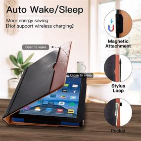 img 1 attached to 📱 Grifobes Kindle Fire HD 10 Tablet & Fire HD 10 Plus (11th Gen, 2021) Case with Auto Sleep/Wake, Multi-Angle Stand Folio Cover - Black+Brown, Featuring Pocket/Card Slots