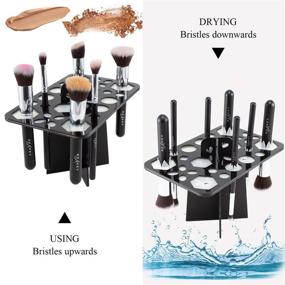 img 1 attached to 🧼 Efficient Drying Rack & Cleaner Set: BEAKEY Silicone Makeup Brush Holder with 28 Holes - Black & Red