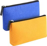 🖊️ mr. pen pencil case 2 pack: yellow and blue felt fabric pencil pouches with zipper - perfect school supplies organizer, pen case and pen bag логотип