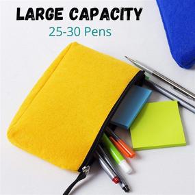 img 3 attached to 🖊️ Mr. Pen Pencil Case 2 Pack: Yellow and Blue Felt Fabric Pencil Pouches with Zipper - Perfect School Supplies Organizer, Pen Case and Pen Bag