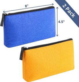 img 2 attached to 🖊️ Mr. Pen Pencil Case 2 Pack: Yellow and Blue Felt Fabric Pencil Pouches with Zipper - Perfect School Supplies Organizer, Pen Case and Pen Bag