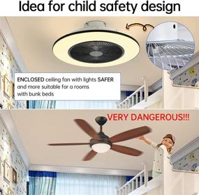 img 2 attached to 🌀 IYUNXI 22-Inch Smart Enclosed Ceiling Fan with Lights and Remote Control – Low Profile Flush Mount, 3-Color Dimmable, Modern Kids Ceiling Fan with Light Kit, 7 Blades, 3-Speed Timing
