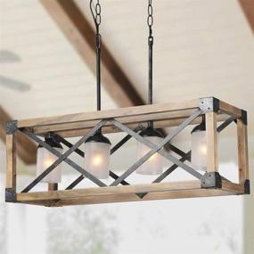 img 2 attached to 🏡 LALUZ Farmhouse Chandelier for Dining Room and Kitchen Island Lighting, 27.5'' Length