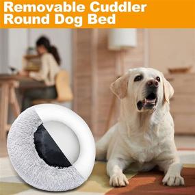 img 1 attached to 🐶 Washable Dog Beds for Small/Medium/Large Dogs - Comfortable High Pillow Donut Cuddler for Anti Anxiety and Warming Indoor Round Pet Bed - Grey (Available in 23", 32", 39", 47")