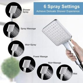 img 3 attached to 🚿 Qinmor 8-inch High Pressure Rainfall Shower Head with 6 Spray Settings Handheld Showerhead Combo, 11-inch Extension Arm, Anti-leak Design, Included Holder, 1.5M Hose, Chrome