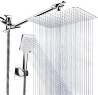 🚿 qinmor 8-inch high pressure rainfall shower head with 6 spray settings handheld showerhead combo, 11-inch extension arm, anti-leak design, included holder, 1.5m hose, chrome logo