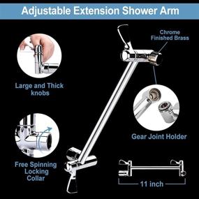 img 1 attached to 🚿 Qinmor 8-inch High Pressure Rainfall Shower Head with 6 Spray Settings Handheld Showerhead Combo, 11-inch Extension Arm, Anti-leak Design, Included Holder, 1.5M Hose, Chrome