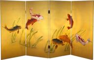 🍀 seven lucky fish canvas room divider - oriental furniture, 3 ft. tall, double sided logo