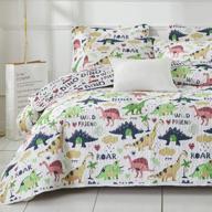 🦕 joyreap kids quilt set - lightweight, cute dinosaur pattern for boys and girls - all season polyester bedspread bed cover - includes 1 quilt and 1 pillow sham - twin size (white) logo