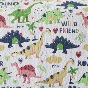 img 2 attached to 🦕 Joyreap Kids Quilt Set - Lightweight, Cute Dinosaur Pattern for Boys and Girls - All Season Polyester Bedspread Bed Cover - Includes 1 Quilt and 1 Pillow Sham - Twin Size (White)