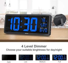 img 3 attached to 🕰️ YORTOT 16 Inch Large Digital Wall Clock: Remote Control, 4 Brightness Levels, 7 Color Night Light, Big Blue LED Display with Temperature, Date and 12/24H, DST, Fold Out Stand