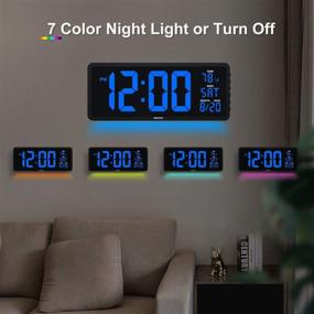 img 1 attached to 🕰️ YORTOT 16 Inch Large Digital Wall Clock: Remote Control, 4 Brightness Levels, 7 Color Night Light, Big Blue LED Display with Temperature, Date and 12/24H, DST, Fold Out Stand