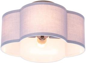 img 2 attached to 🏙️ VILUXY Gray Fabric Drum Shade Black Brush Paint Finish Semi-Flush Mount Ceiling Light Fixture 4-Light for Bedroom, Dining Room, Corridor, Living Room 13.77 Inch