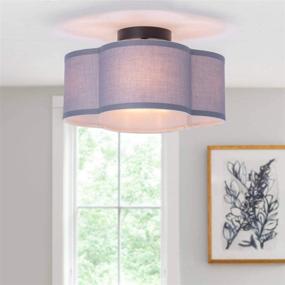 img 3 attached to 🏙️ VILUXY Gray Fabric Drum Shade Black Brush Paint Finish Semi-Flush Mount Ceiling Light Fixture 4-Light for Bedroom, Dining Room, Corridor, Living Room 13.77 Inch