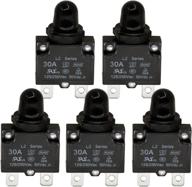 rkurck ac 125/250v push button reset 30a circuit breakers thermal overload protector with quick connect terminals and waterproof button black cap(5 pcs） logo