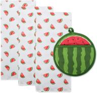 🍉 dii watermelon collection kitchen set with potholder & dishtowel - sweet summer, 4-piece pack логотип