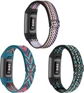 🌈 gbpoot elastic nylon bands compatible with fitbit charge 4/3/se - 3 pack, adjustable breathable sport replacement wristband for women and men logo