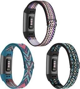 img 4 attached to 🌈 GBPOOT Elastic Nylon Bands Compatible with Fitbit Charge 4/3/SE - 3 Pack, Adjustable Breathable Sport Replacement Wristband for Women and Men