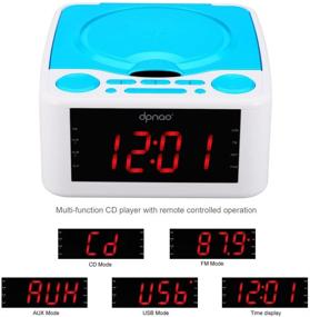 img 2 attached to 🎵 DPNAO Compact CD Player: Boombox Stereo System for Kids Girls, with Alarm Clock, FM Radio, AUX, USB Port & Headphone Jack - Blue