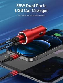 img 3 attached to Зарядное устройство для автомобиля JSAUX USB C PD - 38 Вт быстрое зарядное устройство типа C с доставкой мощности 20 Вт и QC 3.0 - Совместимо с iPhone 12/12mini/12pro Max/iPhone 11/11Pro/XR/XS/11 Max/8 - Galaxy S21/S20/Note10/9 - Красное