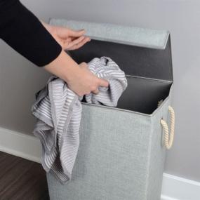 img 3 attached to 🧺 Primary Designs Large Laundry Hamper: Collapsible, Magnetic Lid & Rope Handles - 16"x12"x24" Grey