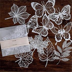 img 1 attached to 🦋 Pack of 10 Paper Die Cut Scrapbook Stickers - Butterfly and Leaf Design, Decorative Paper Lace, White Cardstock, DIY Cardmaking, Photo Frame, Album, Handmade Crafts