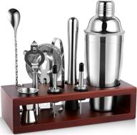 🍸 premium cocktail shaker set bartender kit with stand - 24 oz for tequila whiskey, including martini shaker, mojito muddler, jigger, mixing spoon, hawthorne strainer - ultimate bar kit drink mixer set logo