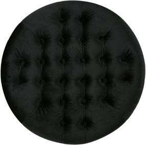 img 2 attached to 🪑 Carlos Glam Velvet Tufted Ottoman in Black by Christopher Knight Home