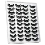 enhance your look with 20 pairs of fluffy false 👀 eyelashes - 4 styles, 3d volume, faux mink lashes, lengths 14-18mm logo