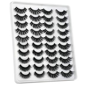 img 4 attached to Enhance Your Look with 20 Pairs of Fluffy False 👀 Eyelashes - 4 Styles, 3D Volume, Faux Mink Lashes, Lengths 14-18mm