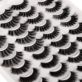 img 1 attached to Enhance Your Look with 20 Pairs of Fluffy False 👀 Eyelashes - 4 Styles, 3D Volume, Faux Mink Lashes, Lengths 14-18mm
