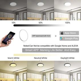 img 2 attached to Smart Control Dimmable LED Flush Mount Ceiling Light: High Brightness, Super Slim Design, Color Adjustable - Ideal for Bedroom, Living Room, Dining Room - Two Pack (Black, 12inch 28W 3100lm)