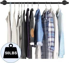 img 1 attached to 👔 Black Iron Industrial Pipe Clothing Rack Set - 31.5 Inches | 2-Pack Multifunctional Hanging Clothing Rod for Storage, Retail Display | Wall or Ceiling Mount in Bathroom, Bedroom, and Balcony