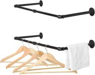 👔 black iron industrial pipe clothing rack set - 31.5 inches | 2-pack multifunctional hanging clothing rod for storage, retail display | wall or ceiling mount in bathroom, bedroom, and balcony логотип