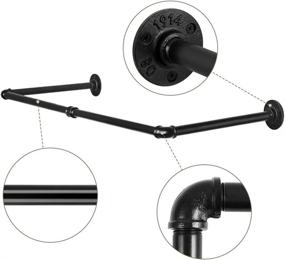 img 2 attached to 👔 Black Iron Industrial Pipe Clothing Rack Set - 31.5 Inches | 2-Pack Multifunctional Hanging Clothing Rod for Storage, Retail Display | Wall or Ceiling Mount in Bathroom, Bedroom, and Balcony