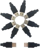 jabinco 10 комплектов разъемов типа a male usb 4 pin plug socket connector с пластиковой крышкой черного цвета, удобной для самостоятельной сборки логотип