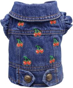 img 4 attached to 🐶 SILD Dog Jeans Jacket Cool Blue Denim Coat for Small and Medium Dogs - Lapel Vests, Classic Puppy Hoodies