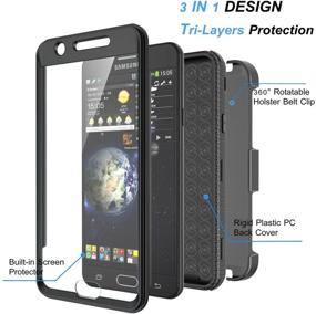 img 3 attached to 📱 Njjex Galaxy J7 Sky Pro Case for Samsung J7 V/J7 Perx/J7 Prime/J7 2017 - [Nbeck] Heavy Duty Rugged Holster Phone Cover with Built-in Screen Protector, Locking Belt Swivel Clip, Kickstand [Black]
