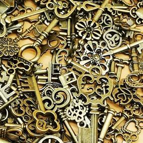 img 2 attached to 🗝️ Vintage Skeleton Key Set - CHuangQi 125pcs/6oz, Steampunk Key Necklace, Antique Bronze Charms Pendants, DIY Handcrafts Jewelry Making, Wedding & Birthday Party Favors