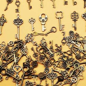 img 1 attached to 🗝️ Vintage Skeleton Key Set - CHuangQi 125pcs/6oz, Steampunk Key Necklace, Antique Bronze Charms Pendants, DIY Handcrafts Jewelry Making, Wedding & Birthday Party Favors