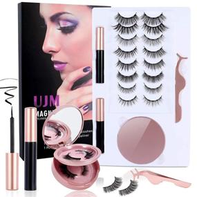 img 4 attached to 👁️ 10 Pairs UJM Magnetic Eyelashes with Magnetic Eyeliner, 2 Tubes of 5D Magnetic Lashes Kit, Reusable Magnetic False Lashes with Mirror Box for Long-Lasting, Natural Look without Glue