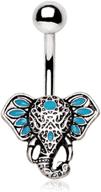 turquoise tribal elephant belly button logo