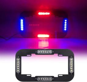 img 4 attached to 🚨 Police Lights 13.5" Red Blue Emergency Lights for Vehicles with Black Frames, License Plate Lights Front/Rear - 24 LED 24W, 18 Flash Modes Strobe Warning Hazard