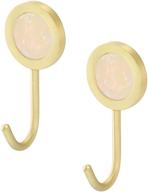 🔑 warmhut 2 pack adhesive hooks: damage-free brass key hooks for wall decorative - self adhesive wall hangers without nails, white gold - perfect for entryway, kitchen, bathrooms, door logo