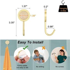 img 1 attached to 🔑 WarmHut 2 Pack Adhesive Hooks: Damage-Free Brass Key Hooks for Wall Decorative - Self Adhesive Wall Hangers Without Nails, White Gold - Perfect for Entryway, Kitchen, Bathrooms, Door