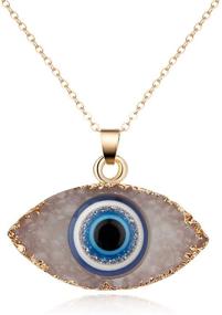 img 1 attached to 🧿 HUNO Classic Turkish Evil Eye Necklace: Imitated Druzy Pendant, Gold Plated Faith Protection Lucky Jewelry for Women and Girls - Perfect for Parties & Special Days!