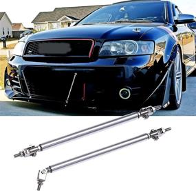 img 4 attached to 🚘 Premium Adjustable 8-11 inch Front Bumper Lip Splitter Diffuser Strut Rod Tie Bars - Universal Fit for Most Vehicles, Chrome Finish