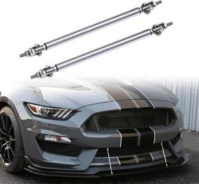 img 3 attached to 🚘 Premium Adjustable 8-11 inch Front Bumper Lip Splitter Diffuser Strut Rod Tie Bars - Universal Fit for Most Vehicles, Chrome Finish