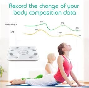 img 2 attached to Leaone Body Fat Scale - 30x30cm, USB Charging, White LED, Smart Bluetooth Digital BMI Weight Scale, Body Composition Analyzer Health Monitor with Tempered Glass, Smartphone App, Supports up to 400 lbs - White